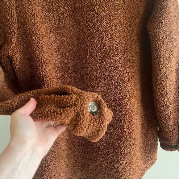 Paraphrase Thick Sherpa Fleece Lined  Rust Shacket - Picture 5 of 13